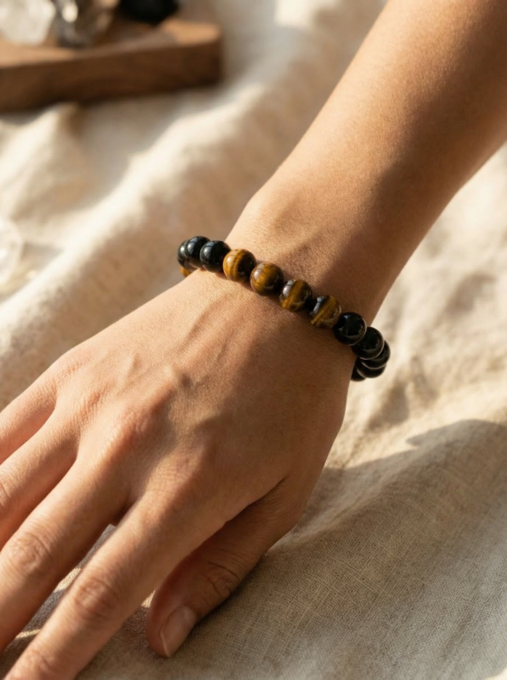 Unshakable Mountain | Tiger's Eye × Obsidian Bracelet