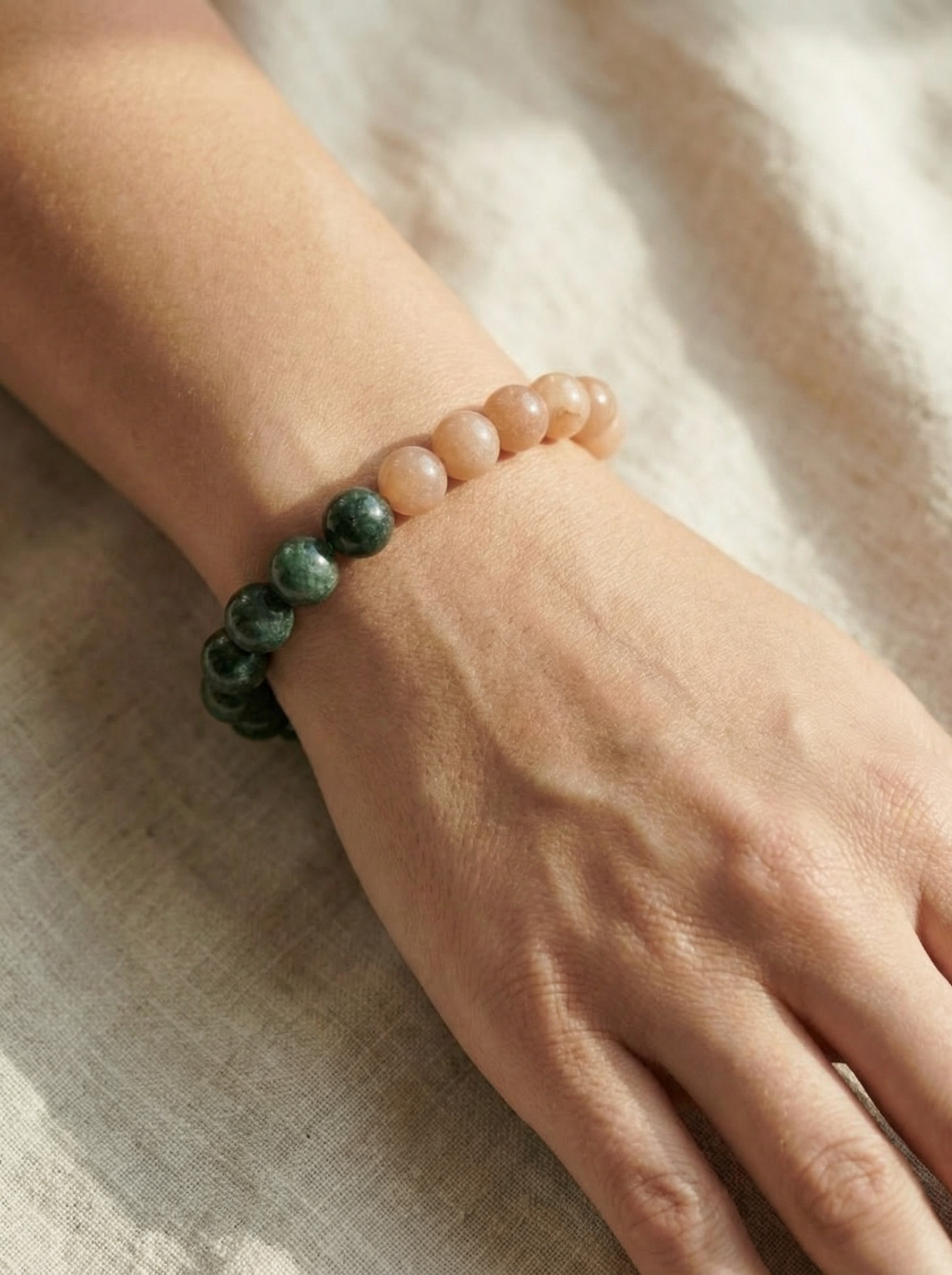 Dawn Breaker | Sunstone × Green Jade Bracelet