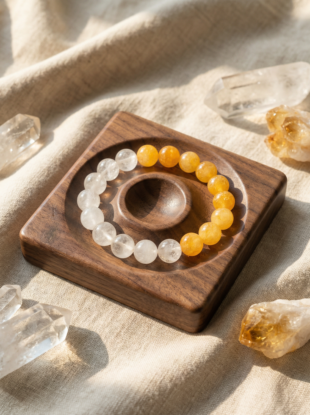 Earthly Abundance | Yellow Chalcedony × White Jade Bracelet