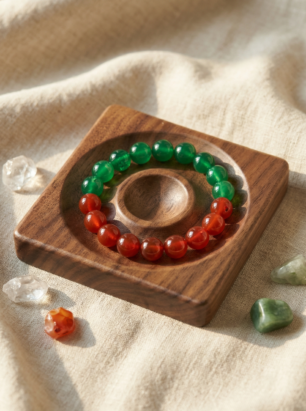 Silent Strength | South Red Agate × Green Agate Bracelet