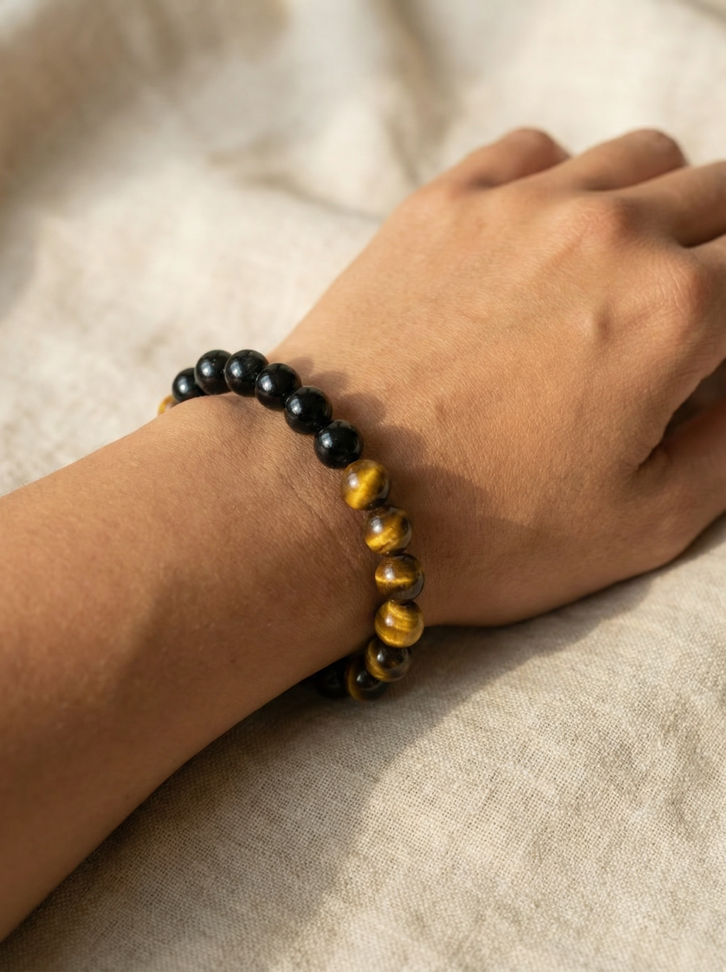 Unshakable Mountain | Tiger's Eye × Obsidian Bracelet