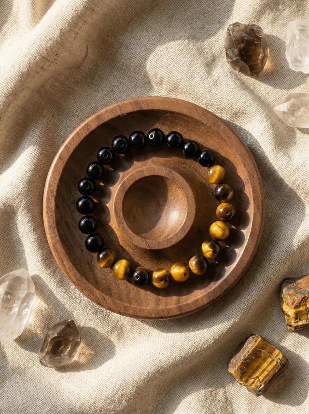 Unshakable Mountain | Tiger's Eye × Obsidian Bracelet
