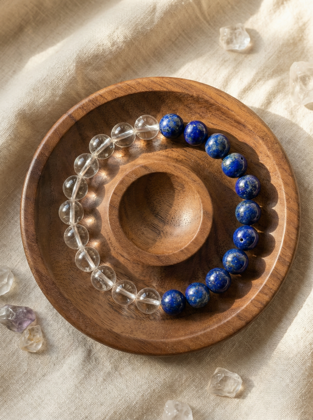 Crystal Clear Realm | Clear Quartz × Lazurite Bracelet