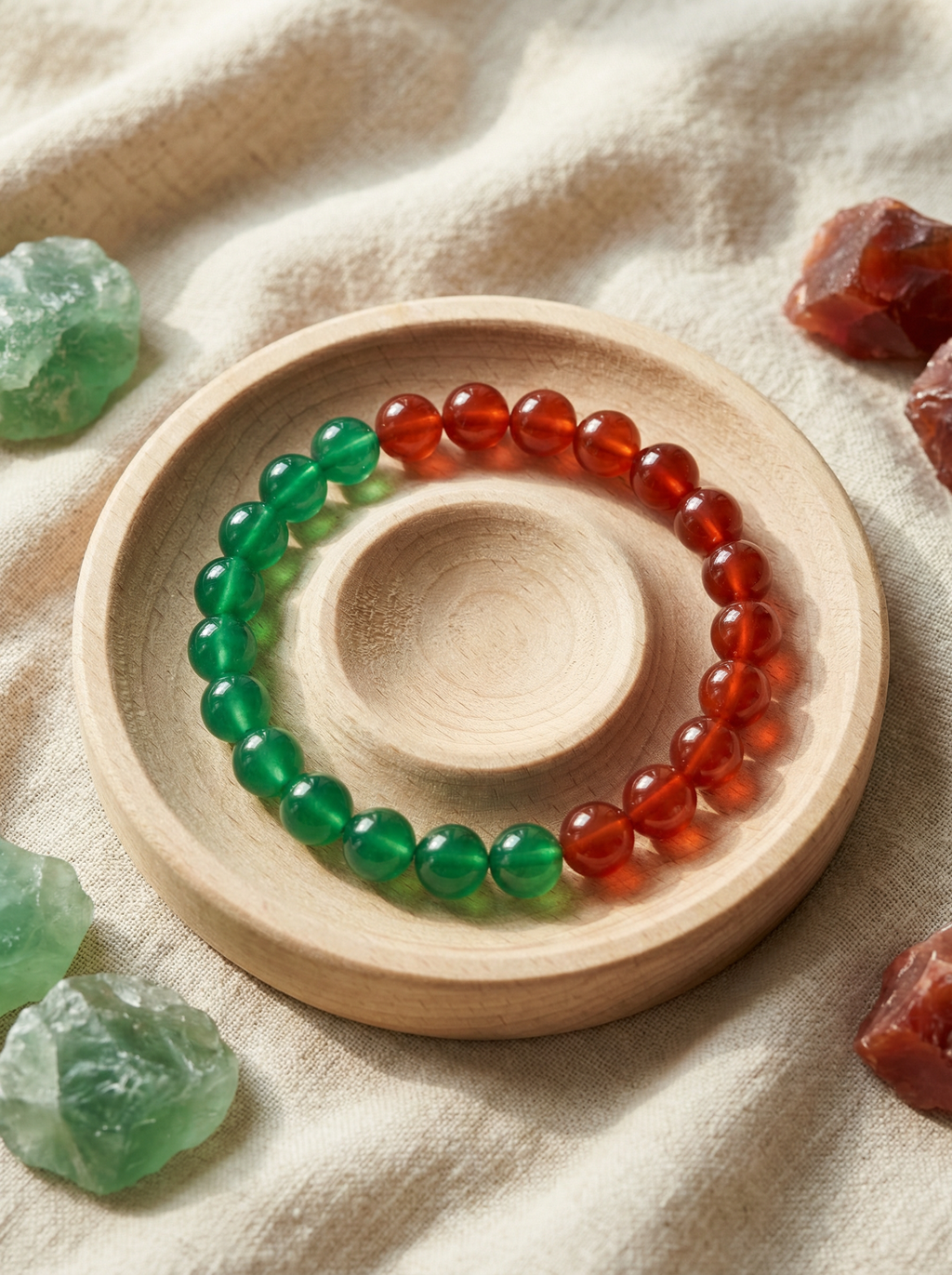 Silent Strength | South Red Agate × Green Agate Bracelet