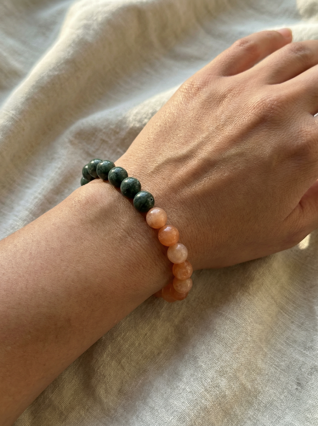 Dawn Breaker | Sunstone × Green Jade Bracelet
