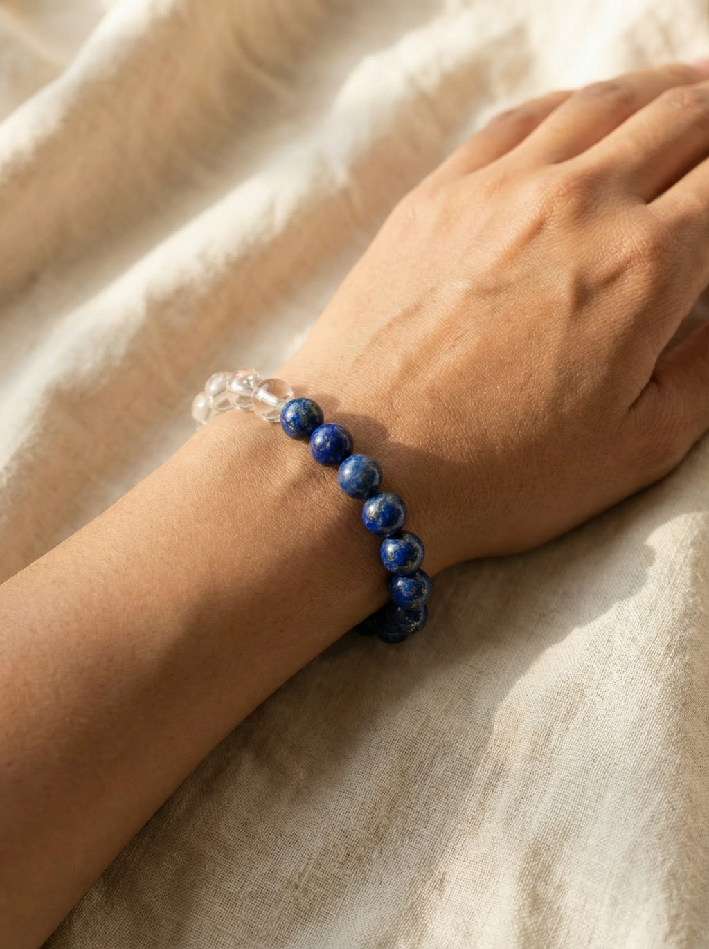 Crystal Clear Realm | Clear Quartz × Lazurite Bracelet