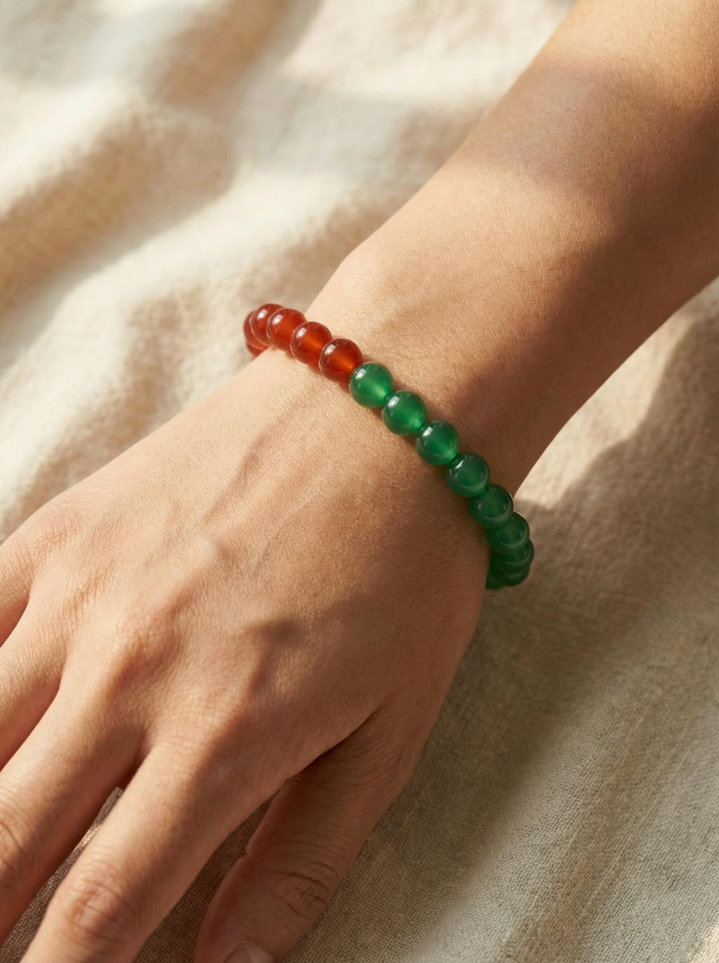 Silent Strength | South Red Agate × Green Agate Bracelet